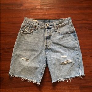 Levi's 501 Light Blue Distressed Denim Shorts